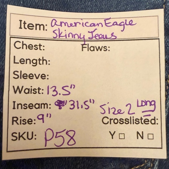 P58 - American Eagle Outfitters Dark Blue Skinny Jeans - Picture 6 of 6